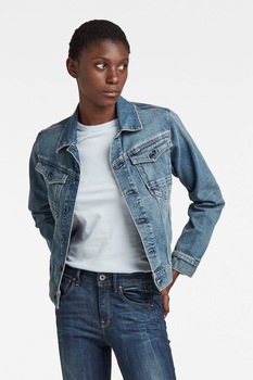 G-Star RAW, Jacheta din denim cu buzunare pe piept Arc Denim, Bleu/Alb, XS G-Star RAW, Jacheta din denim cu buzunare pe piept Arc Denim, Bleu/Alb, XS