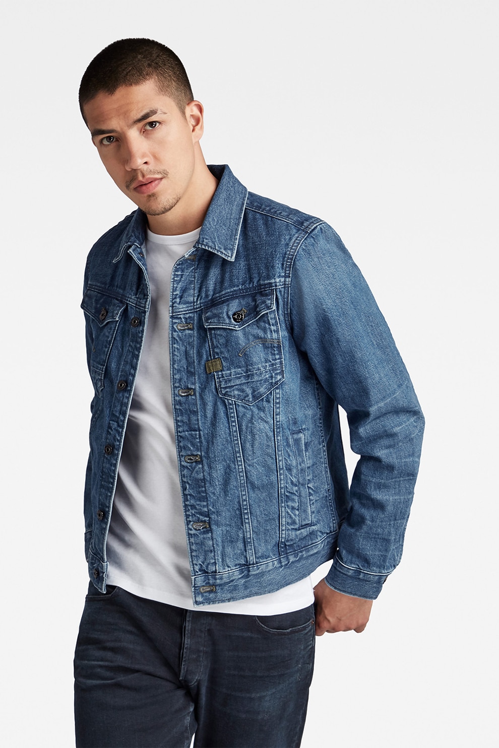 G-Star RAW, Jacheta din denim Arc 3D Jacket, Albastru