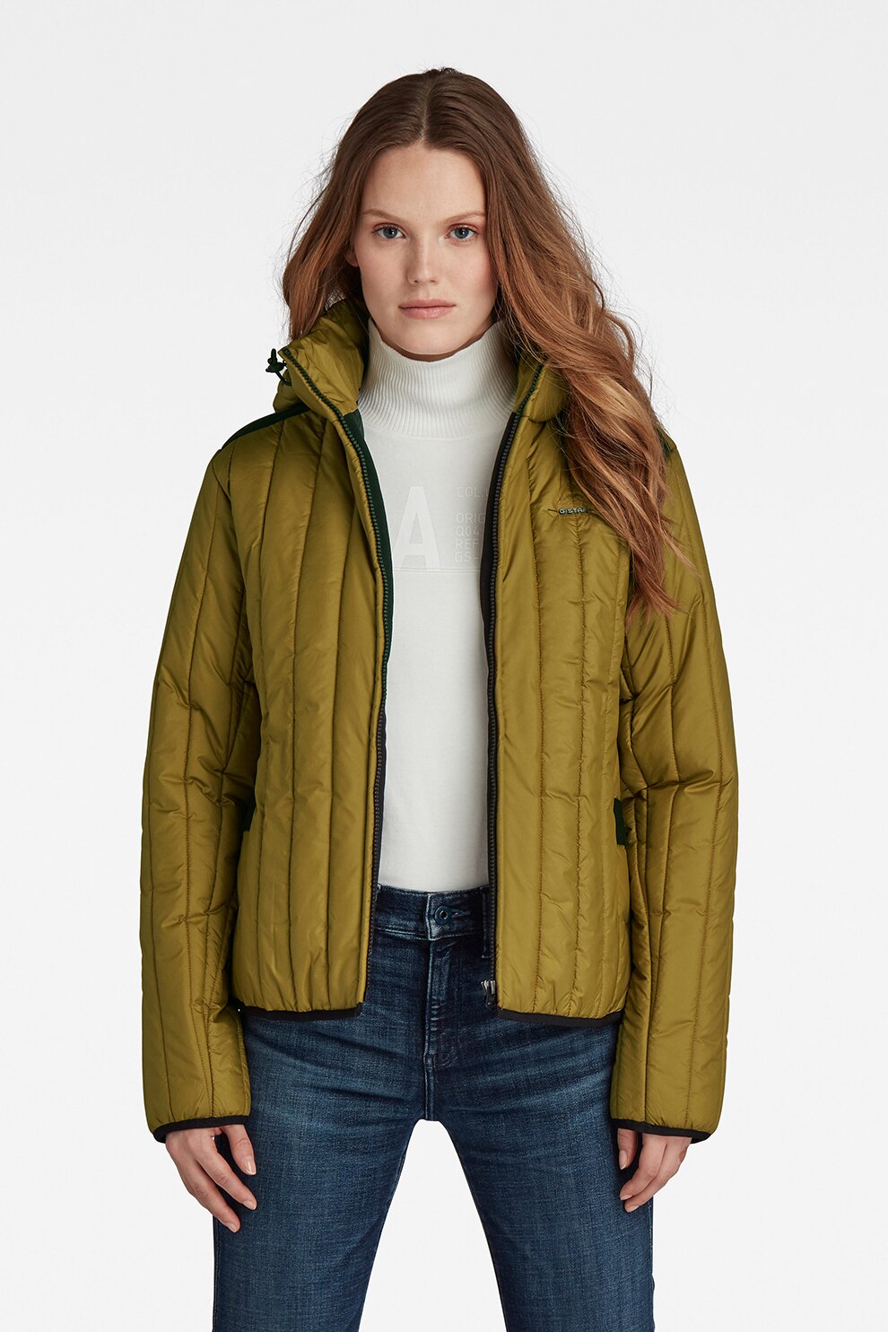 G-Star RAW, Geaca matlasata cu gluga detasabila Meefic, Verde oliv, XS