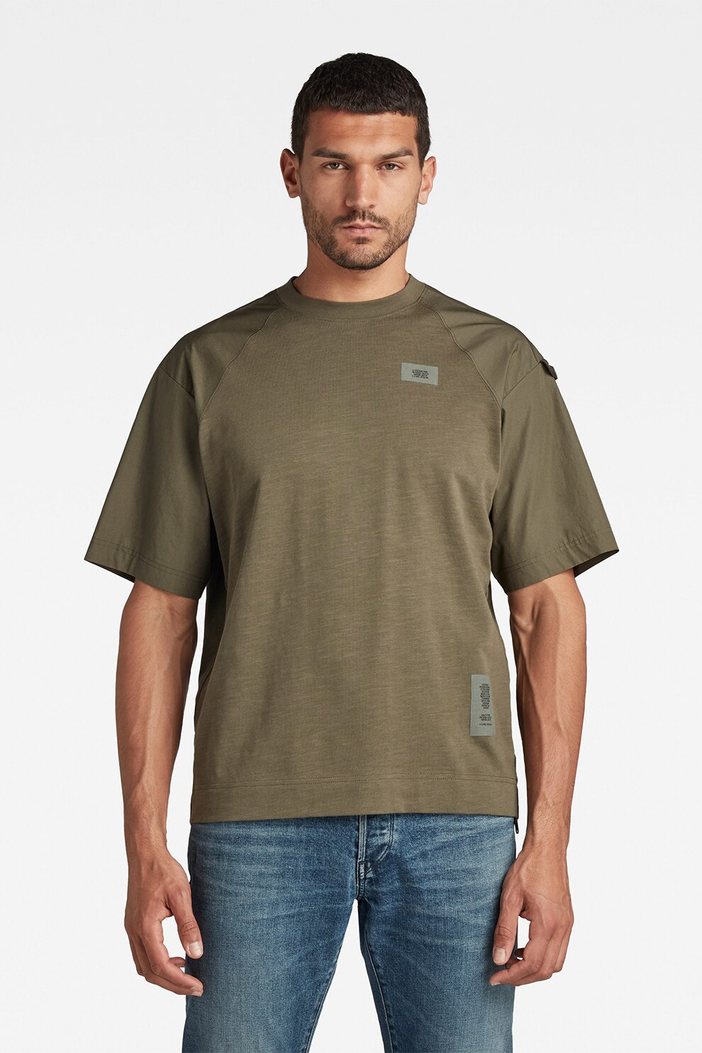 G-Star RAW, Tricou lejer cu maneci raglan, Kaki