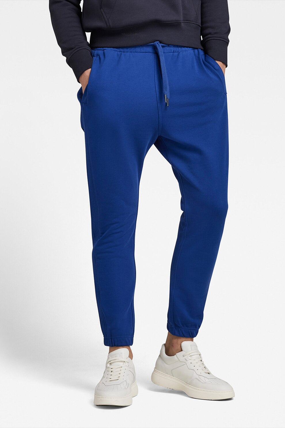 G-Star RAW, Pantaloni sport de bumbac organic cu buzunare laterale, Albastru royal