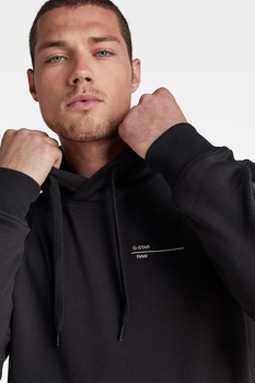 G-Star RAW, Hanorac cu snur si buzunar kangaroo Astra, Negru G-Star RAW, Hanorac cu snur si buzunar kangaroo Astra, Negru