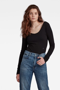 G-Star RAW, Body cu maneci lungi si decolteu pe partea din spate, Negru, S G-Star RAW, Body cu maneci lungi si decolteu pe partea din spate, Negru, S