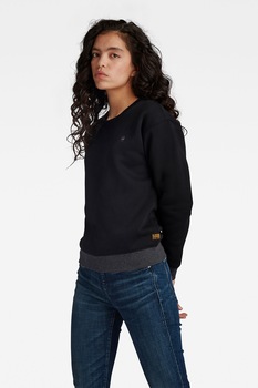 G-Star RAW, Pulover cu decolteu rotund Premium Core, Negru G-Star RAW, Pulover cu decolteu rotund Premium Core, Negru