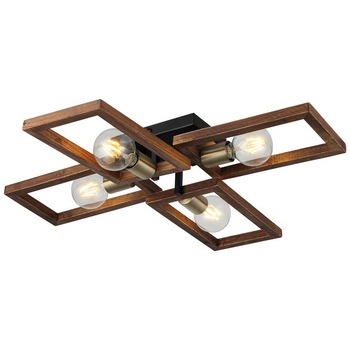 Plafoniera Homemania Era, Lemn/Metal, 70 x 66 x 12 cm, 4 x E27, Max 40W, Maro/Negru Plafoniera Homemania Era, Lemn/Metal, 70 x 66 x 12 cm, 4 x E27, Max 40W, Maro/Negru