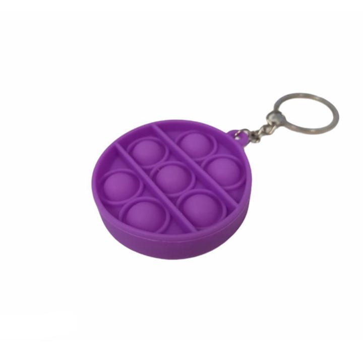 SIKS® pop it now kulcstartó, kör alakú, stresszoldó, lila