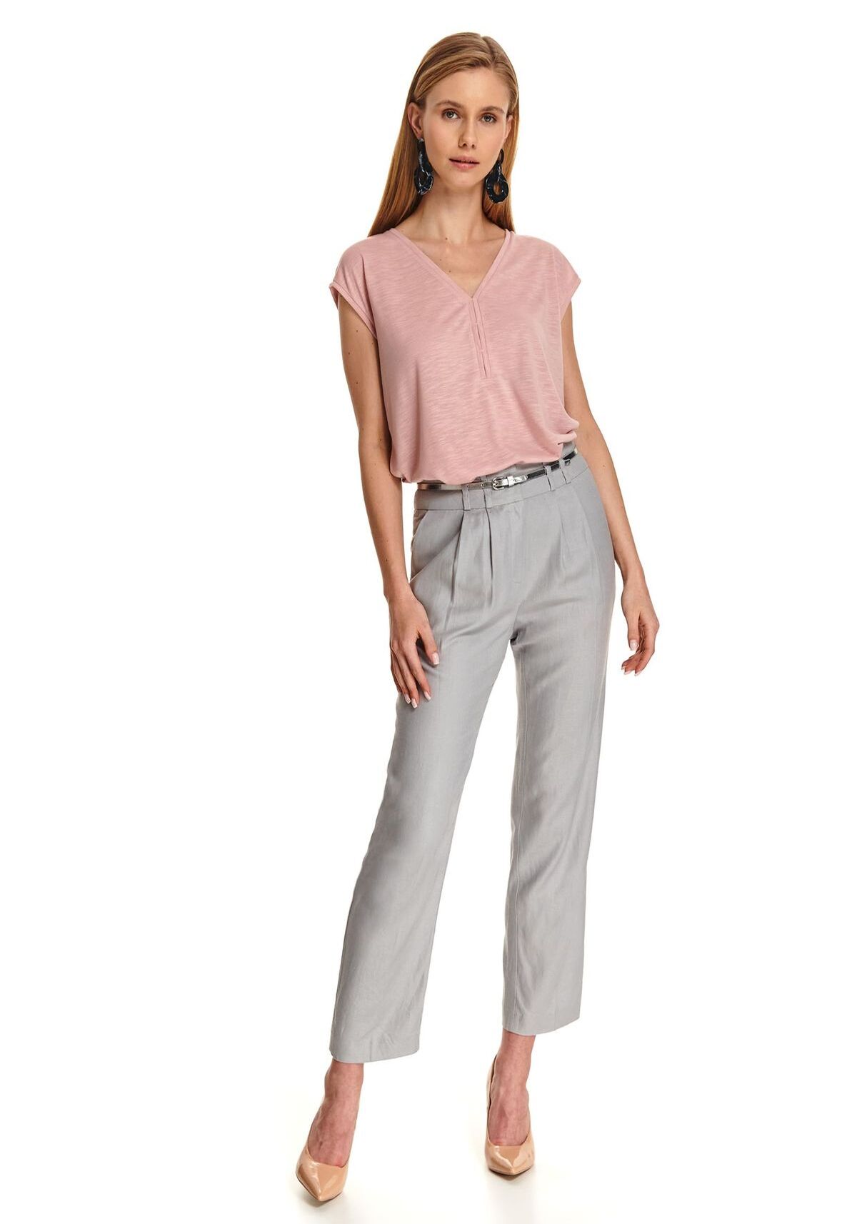 Pantaloni femei, TOP SECRET, SSP3529, Gri deschis