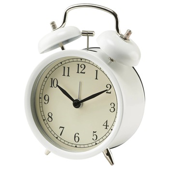 Ceas desteptator de masa cu alarma, mecanism silentios Non-Ticking, cadran alb, 10x14 cm Ceas desteptator de masa cu alarma, mecanism silentios Non-Ticking, cadran alb, 10x14 cm