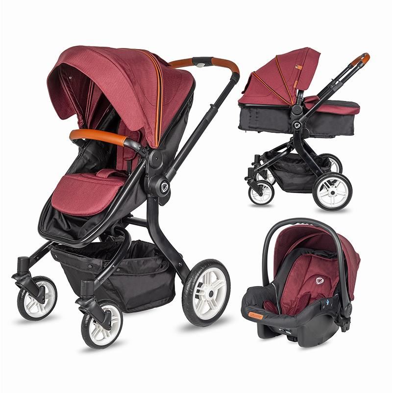 Carucior 3 in 1 cu maner reversibil si landou transformabil Coccolle Oro C638, Purple Rain