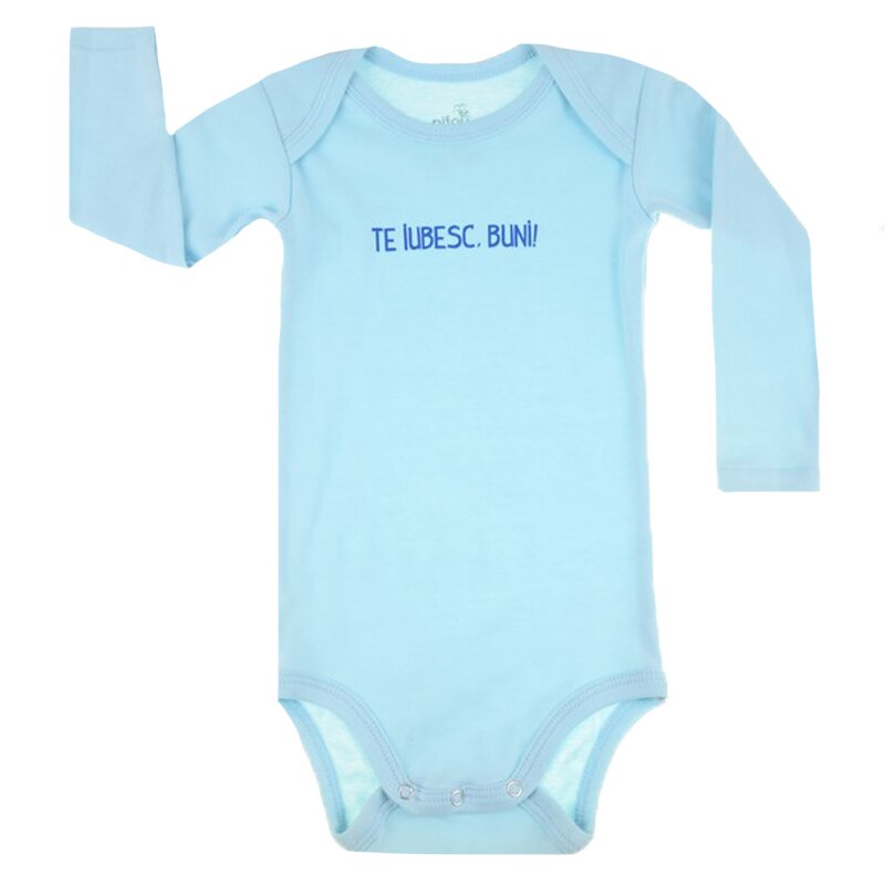 Body cu maneca lunga pentru baieti Pifou Model 6 ML6A, Albastru 86-89 cm