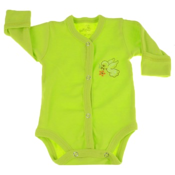 Body cu maneca lunga pentru bebelusi Pifou Model 11 M11V, Verde 46-50 cm Body cu maneca lunga pentru bebelusi Pifou Model 11 M11V, Verde 46-50 cm