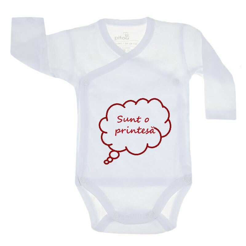 Body cu maneca lunga pentru fete Pifou Model 10 M10-A10-2, Alb 62-66 cm