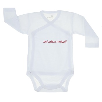Body cu maneca lunga pentru bebelusi Pifou Model 10 ML10AB1, Alb 54-58 cm Body cu maneca lunga pentru bebelusi Pifou Model 10 ML10AB1, Alb 54-58 cm