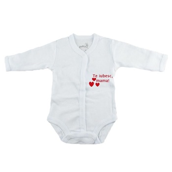 Body cu maneca lunga pentru fete Pifou Model 11 M11-AL-5, Alb 46-50 cm Body cu maneca lunga pentru fete Pifou Model 11 M11-AL-5, Alb 46-50 cm