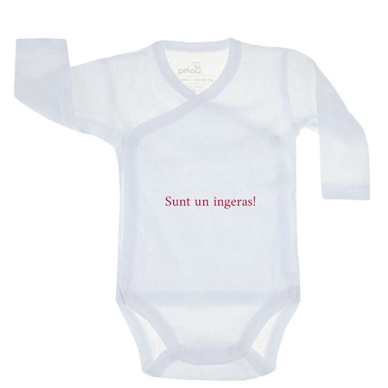 Body cu maneca lunga pentru copii Pifou Model 10 ML M10ML13-A1, Alb 70-76 cm