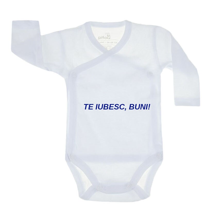 Body cu maneca lunga pentru copii Pifou Model 10 ML M10-ML8-1, Alb 62-66 cm