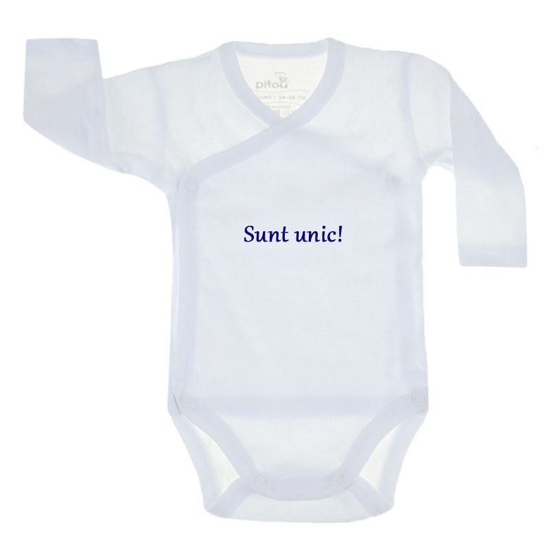 Body cu maneca lunga pentru baieti Pifou Model 10 ML M10-ML6-8, Alb 54-58 cm