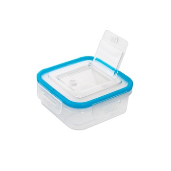 Caserola Q-Loc, 0.4 L, 13 x 13 x 5 cm, BranQ, transparent-albastru Caserola Q-Loc, 0.4 L, 13 x 13 x 5 cm, BranQ, transparent-albastru