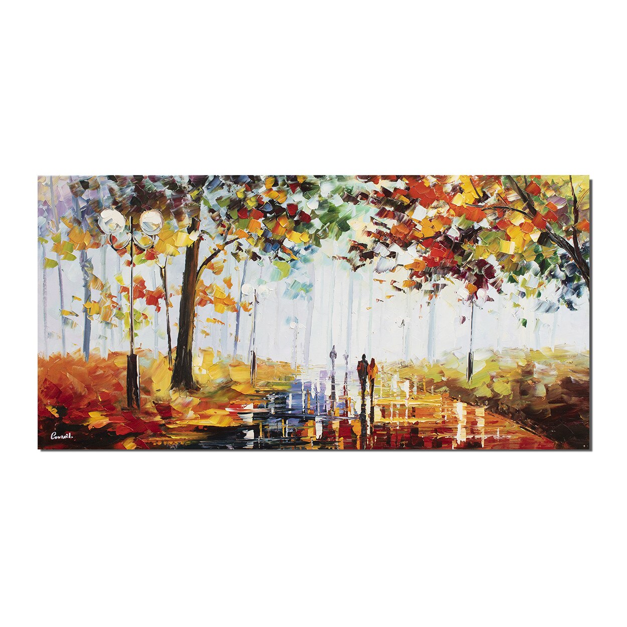 Tablou pictat manual - Impreuna pentru totdeauna - 140x70cm pictura ulei pe panza in cutit efect 3D