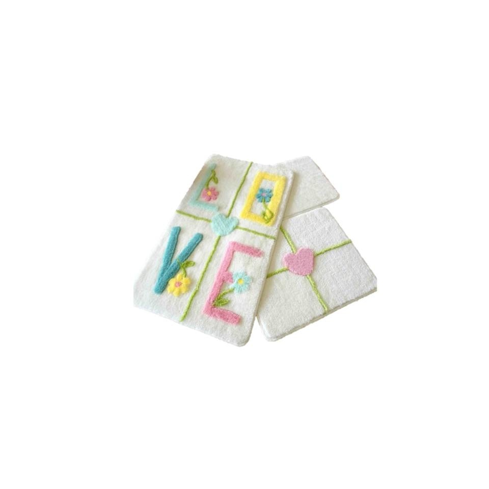 Covorase de baie, Set 3, LOVE Colors, 100 % Acril, Chilai Home