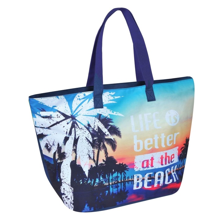 Geanta de plaja, Bucura-te de plaja, manere pentru umar, dimensiune 55x40x20 cm