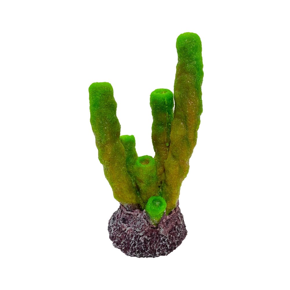 Decor coral verde tubiform pentru acvariu