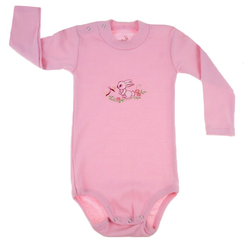 Body cu maneca lunga pentru fete Pifou Model 13 ML13, Roz 76-86 cm