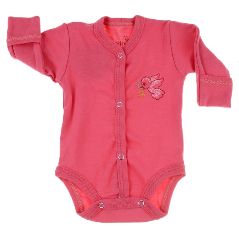 Body cu maneca lunga pentru fete Pifou Model 11 M11C, Coral 46-50 cm