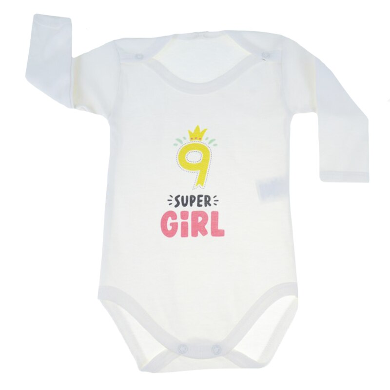 Body cu maneca lunga pentru fete Mini Junior MJ-9, Crem 74 cm