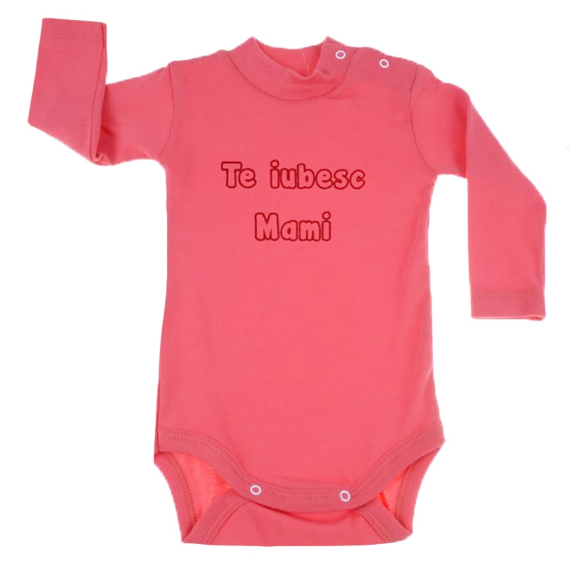 Body cu maneca lunga pentru fete Mini Junior MJ-6RO, Coral 80 cm