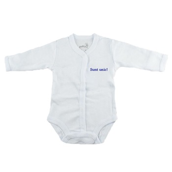 Body cu maneca lunga pentru baieti Pifou Model 11 M11-AL-14, Alb 46-50 cm Body cu maneca lunga pentru baieti Pifou Model 11 M11-AL-14, Alb 46-50 cm