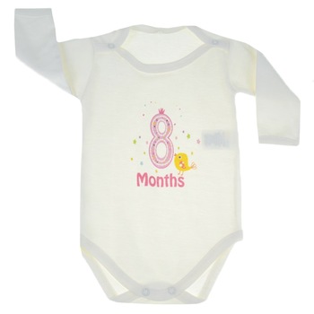 Body cu maneca lunga pentru fete Mini Junior MJ-26, Crem 74 cm Body cu maneca lunga pentru fete Mini Junior MJ-26, Crem 74 cm