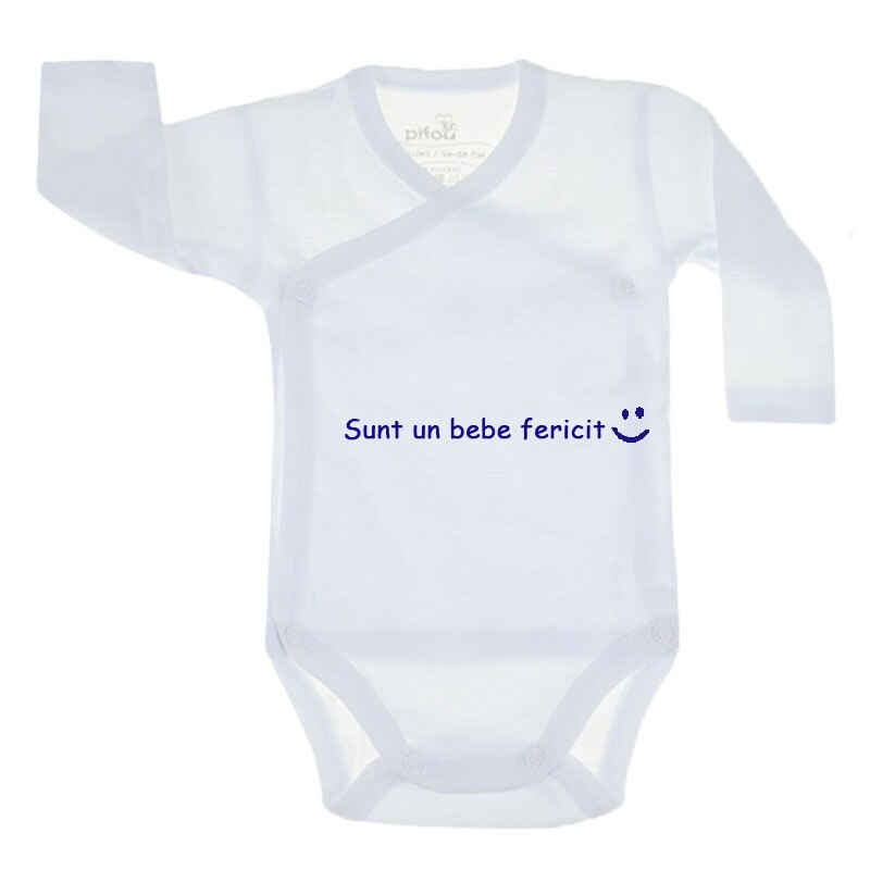 Body cu maneca lunga pentru bebelusi Pifou Model 10 ML M10-ML6-2, Alb 66-70 cm