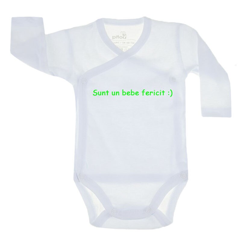 Body cu maneca lunga pentru copii Pifou Model 10 ML M10-ML6-10, Alb 54-58 cm