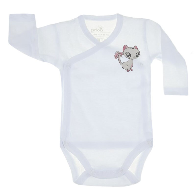 Body cu maneca lunga pentru fete Pifou Model 10 ML M120-ML5A, Alb 50009