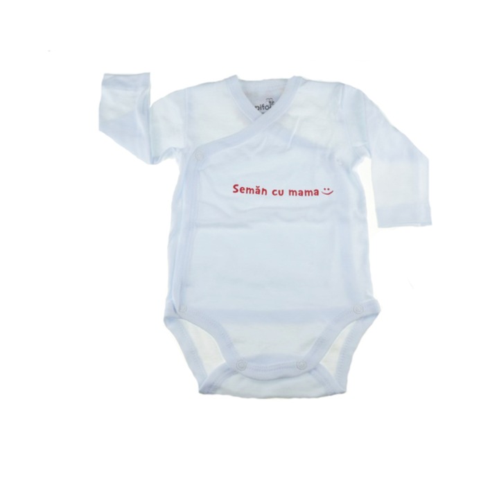 Body cu maneca lunga fete Pifou Model 10 ML M10ML7-A1, Alb, Alb