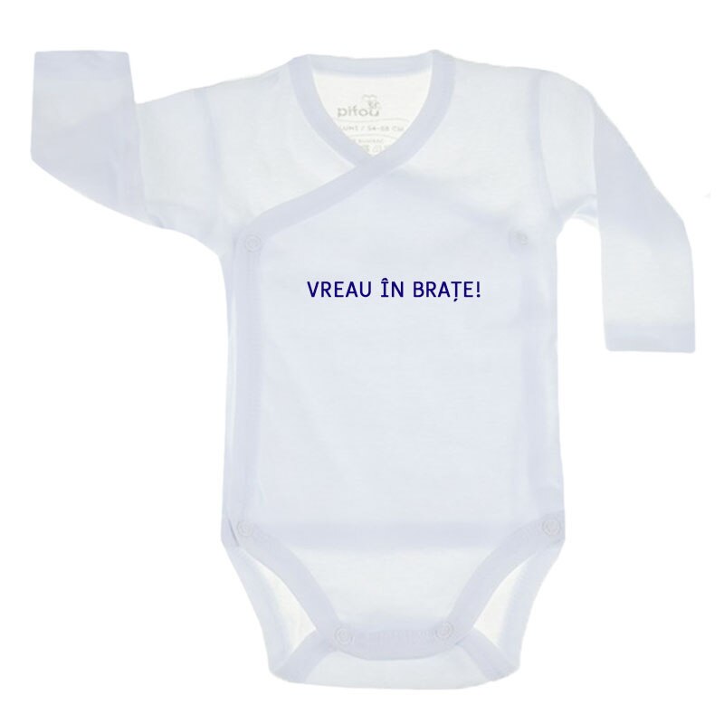 Body cu maneca lunga pentru copii Pifou Model 10 ML M10-ML6-5, Alb 70-76 cm