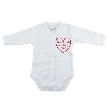 Body cu maneca lunga pentru copii Pifou Model 11 M11-AL-12, Alb 46-50 cm Body cu maneca lunga pentru copii Pifou Model 11 M11-AL-12, Alb 46-50 cm