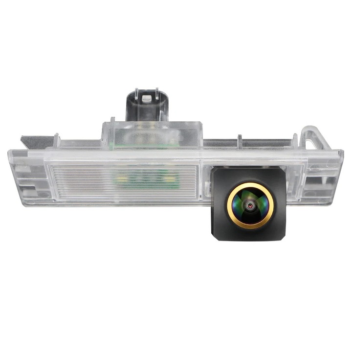 Camera Marsarier Dedicata pentru Lampa Numar BMW F06 F12 F20 E81 E63 i3 Mini Cooper Unghi 170° grade Lentila Golden Fisheye AHD si CVBS