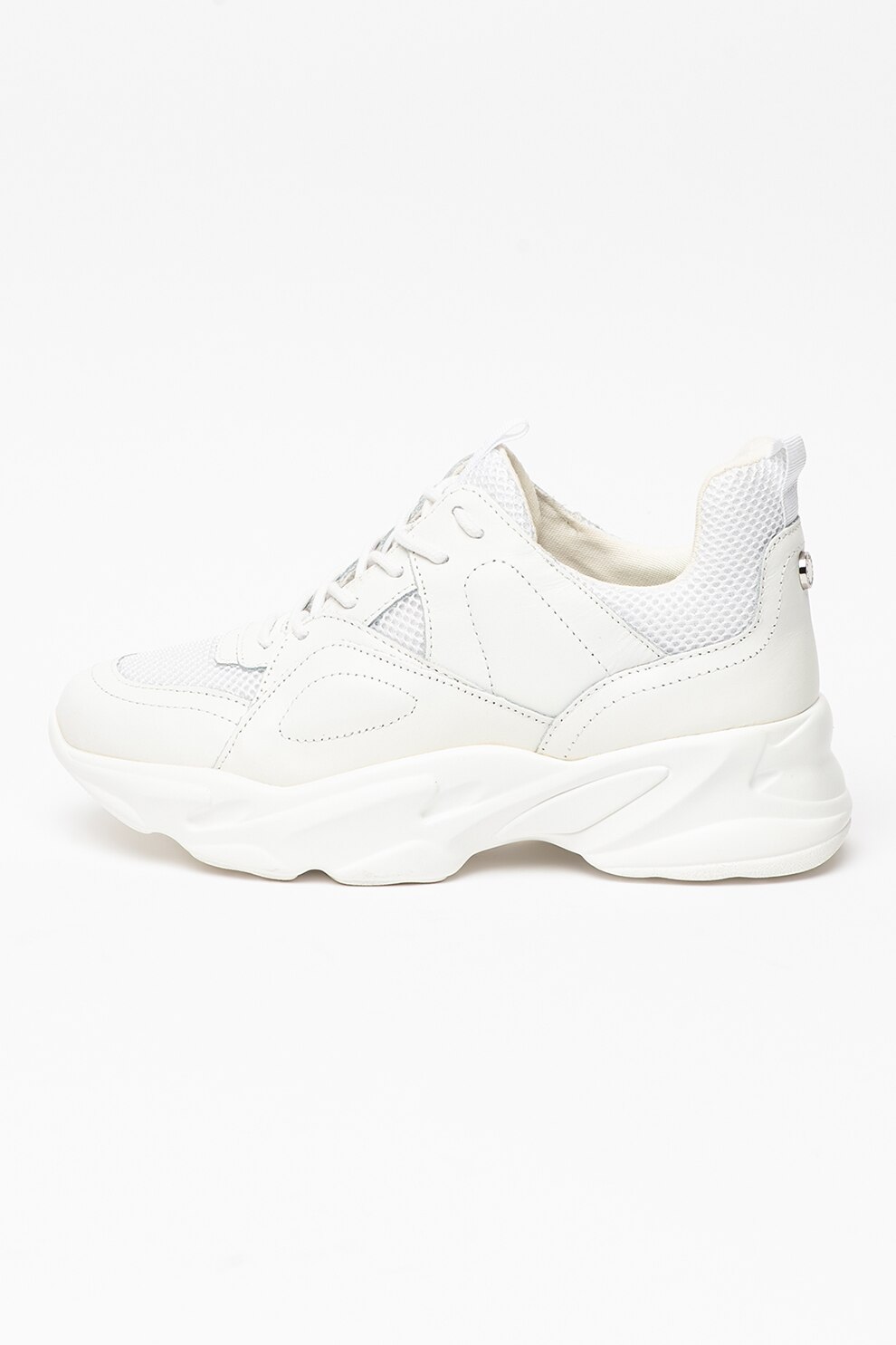 Steve Madden, Pantofi sport de piele cu talpa wedge Movement, Alb