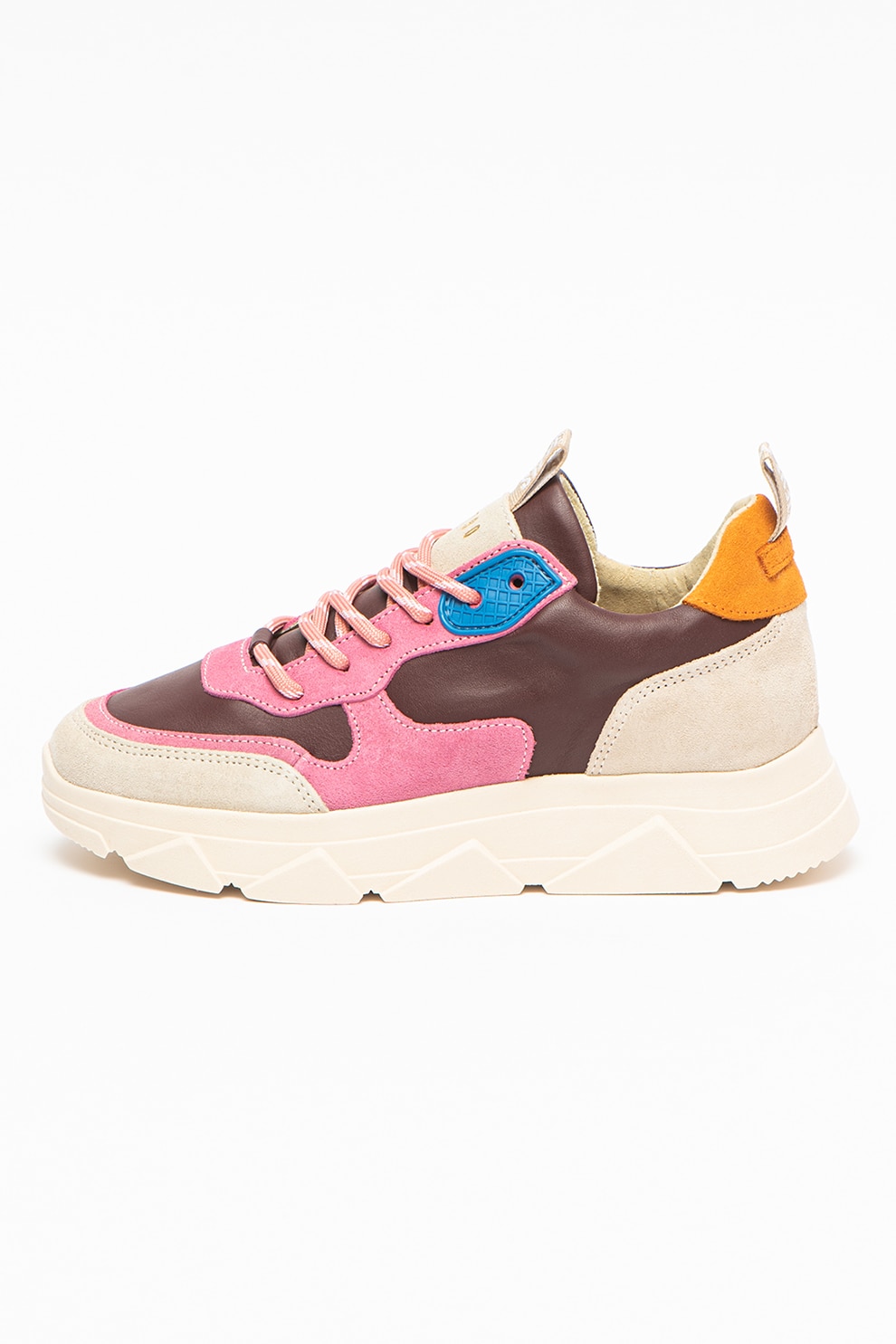 Steve Madden, Pantofi sport cu garnituri de piele intoarsa Pitty, rosu Bordeaux, roz, maro nisip