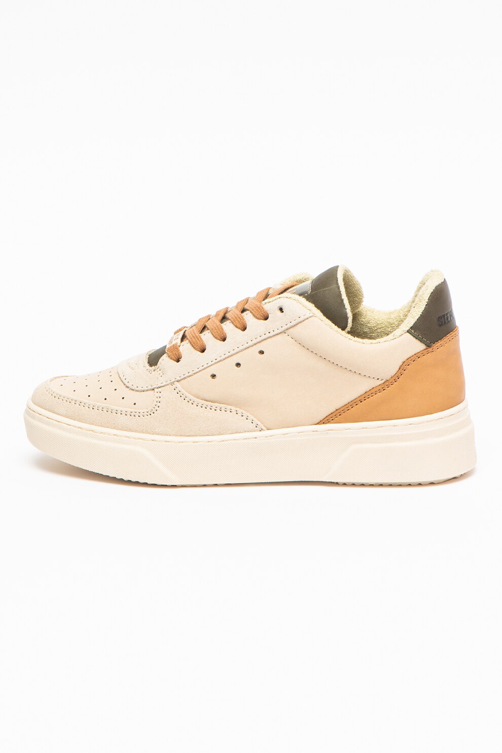 Steve Madden, Pantofi sport de piele si piele intoarsa Darma, Maro nisip/Maro camel