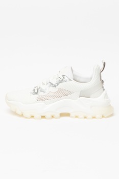 Steve Madden, Pantofi sport din plasa tricotata cu talpa wedge Polarized, Alb/Argintiu Steve Madden, Pantofi sport din plasa tricotata cu talpa wedge Polarized, Alb/Argintiu