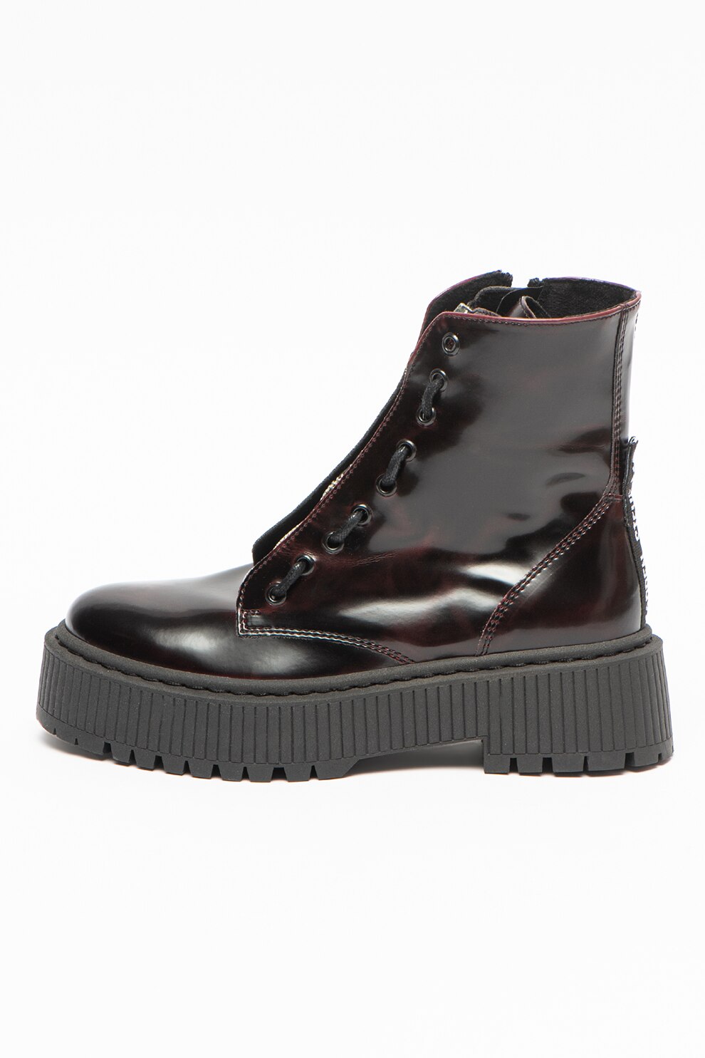 Steve Madden, Ghete din piele cu aspect texturat Odyl, Rosu inchis