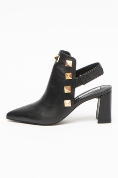 Steve Madden, Pantofi slingback de piele cu tinte Lotta, Negru Steve Madden, Pantofi slingback de piele cu tinte Lotta, Negru