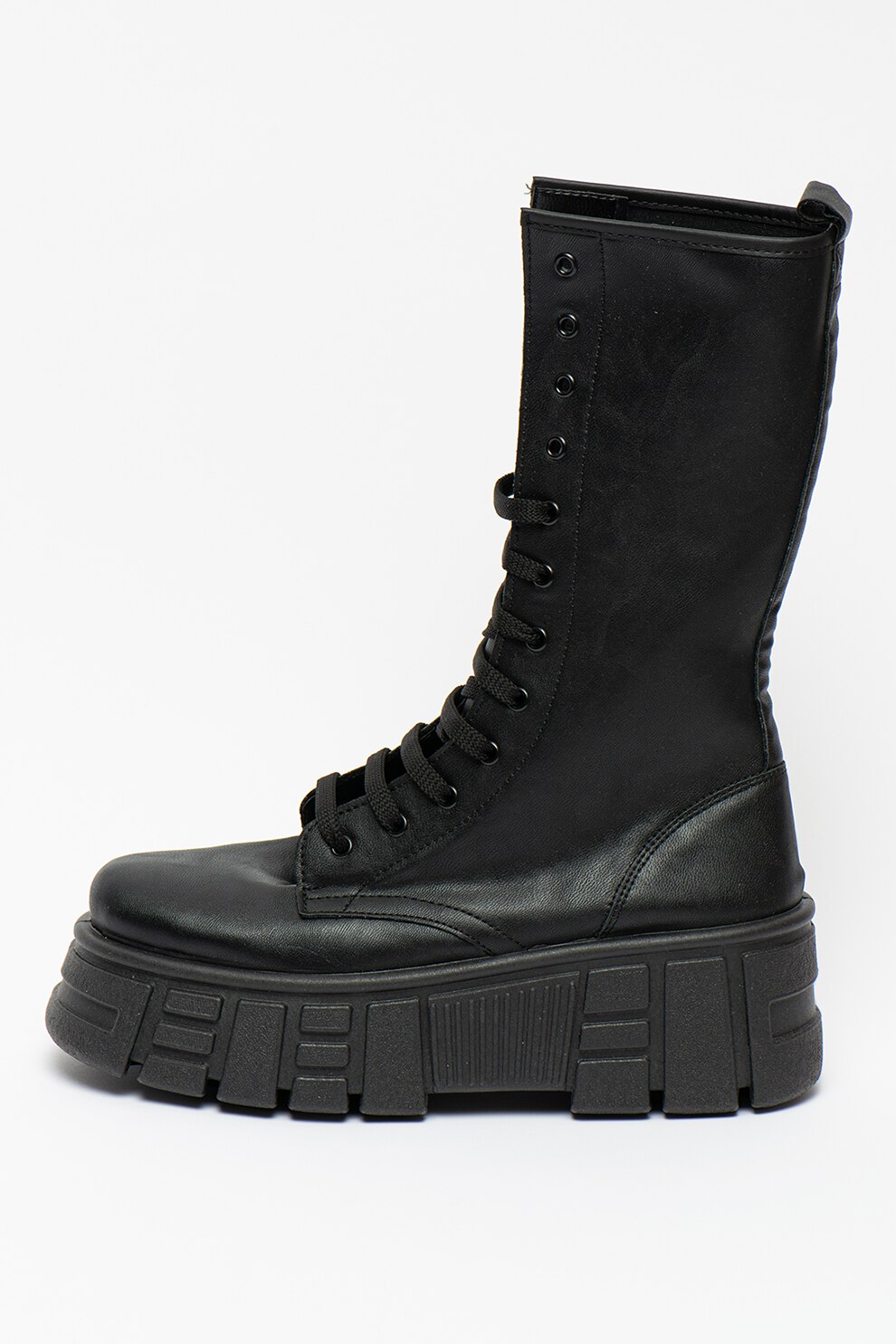 Steve Madden, Ghete mid-calf de piele ecologica cu talpa masive Transform, Negru, 39