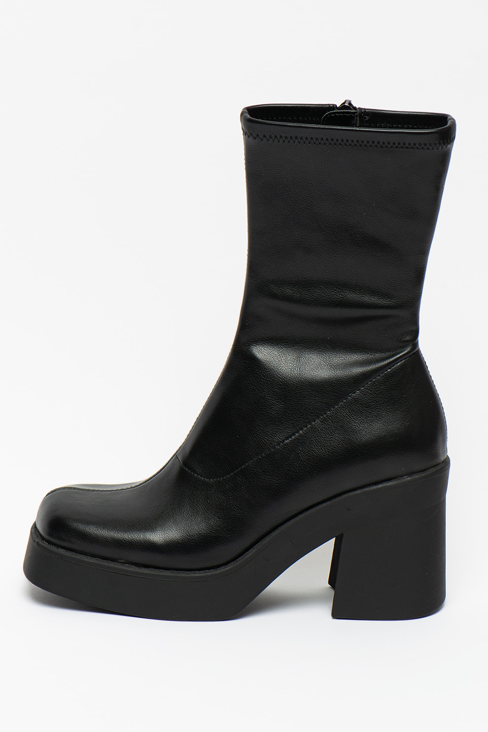Steve Madden, Botine de piele ecologica cu toc masiv Uptake, Negru, 38