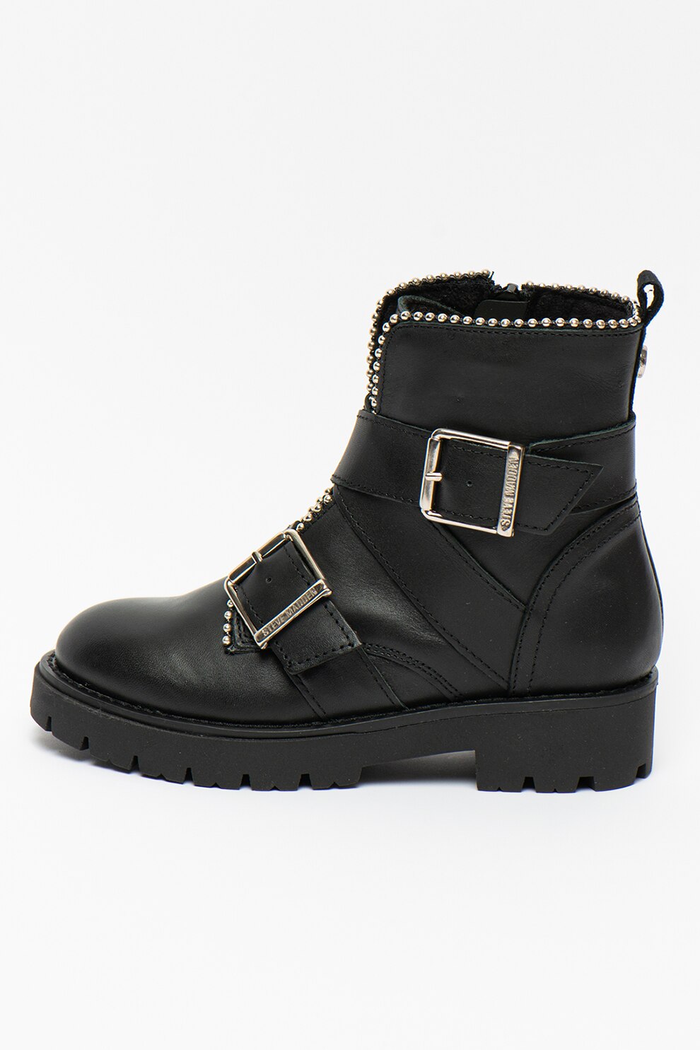 Steve Madden, Ghete de piele cu benzi cu catarame Jhoofy, Negru