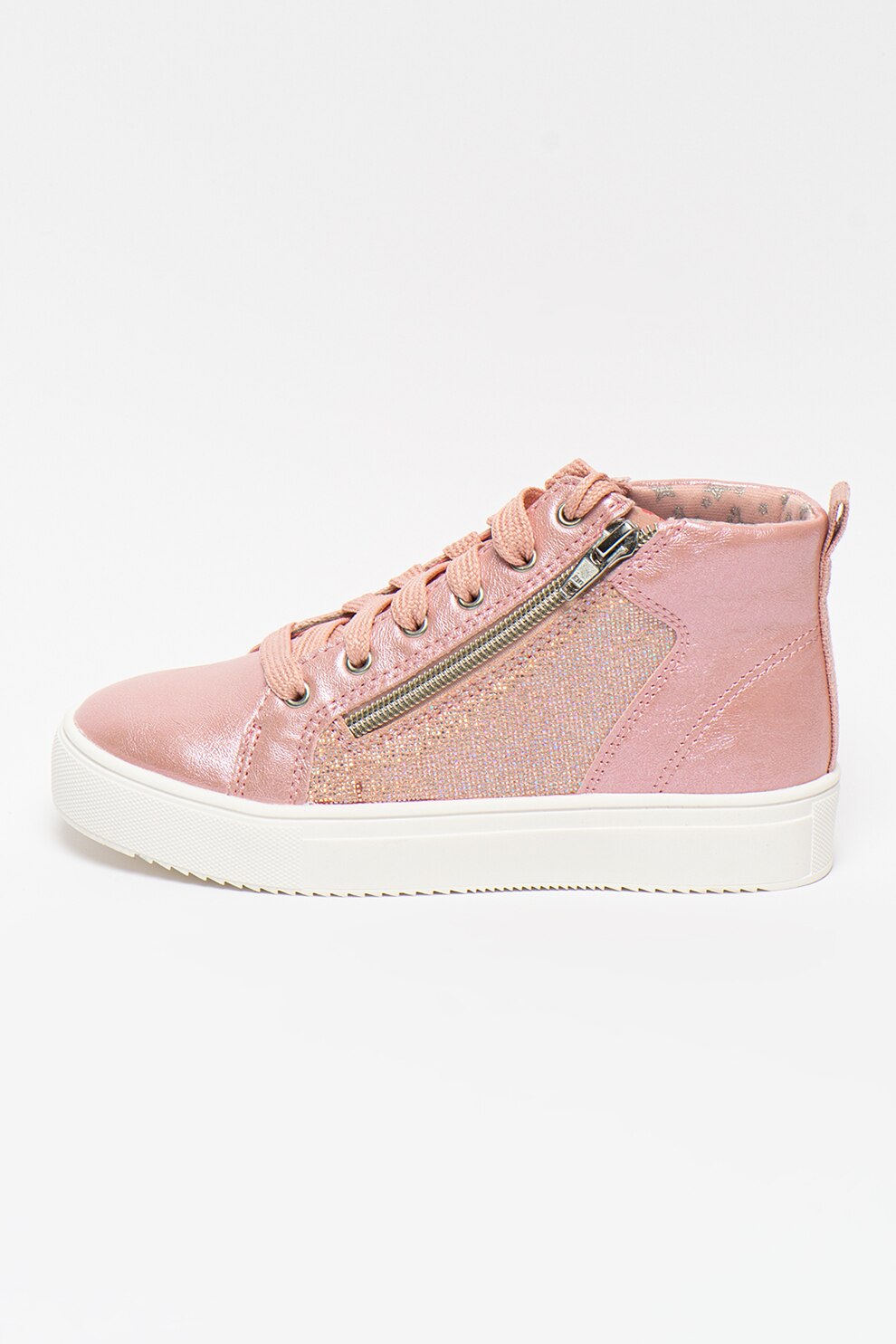 Steve Madden, Pantofi sport mid-high cu segmente stralucitoare Jshaila, Roz deschis