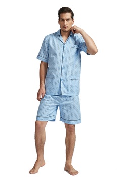 Pijama Barbati Clasica Global SCURTA, Albastru deschis Pijama Barbati Clasica Global SCURTA, Albastru deschis